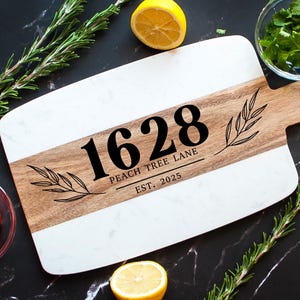 Home Sweet Home Personalized Marble and Wooden Serving Board | House Warming Gift | Personalized Family Cutting Board | Realtor Closing Gift