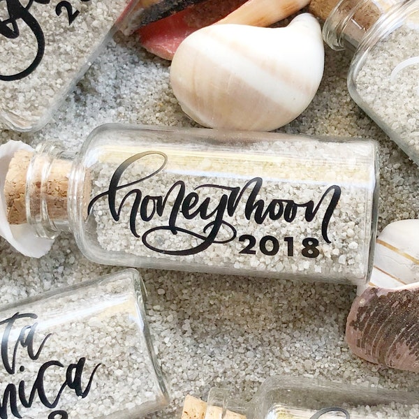 Botella de arena para luna de miel - Recuerdo de vacaciones - Regalo de luna de miel, Frasco de recuerdo de luna de miel, Botella de recuerdo de luna de miel, Arena de playa para vacaciones