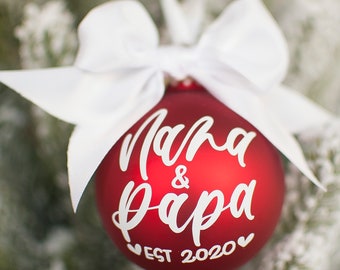 Nana and Papa Ornament - Grandma Ornament - Grandpa Ornament - Baby Announcement  - 2020 Baby Coming Soon