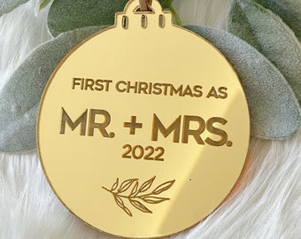 First Christmas as Mr. + Mrs. Ornament | Mr. & Mrs. Ornament | Newly Wed Ornament | Newly Married Ornament | Wedding Gift Ornament