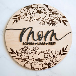 3D Personalisiertes Muttertagsgeschenk SCHILD 10.75&quot; - Muttertag Holzschild - Personalisiertes Muttertagsgeschenk - Muttertag Blumen Schild
