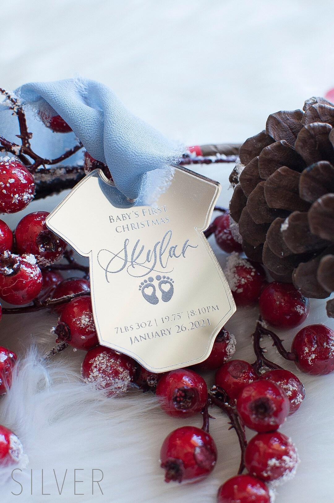 Custom Baby Birth Announcement Christmas Ornament Christmas Birth