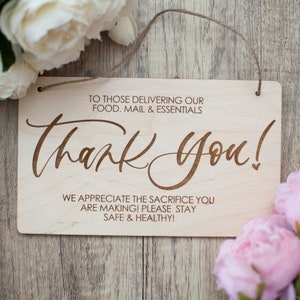 Essential Worker Door Sign - Thank You Door Sign - Front Door Signs - Delivery Door Sign