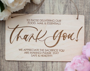 Essential Worker Door Sign - Thank You Door Sign - Front Door Signs - Delivery Door Sign