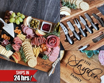 Set di taglieri per salumi e formaggi personalizzati Premium da 19 pezzi 17x13" / Regalo di inaugurazione della casa / Tagliere per famiglie personalizzato / Regalo di chiusura per agente immobiliare