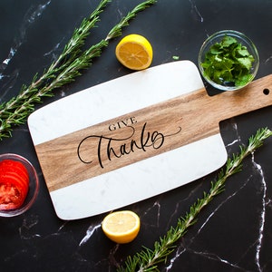 Give Thanks Cutting Marble Board, Give Thanks Cheese Board,Thanksgiving Cheese Board, Thanksgiving Charcuterie Board,Give Thanks Charcuterie afbeelding 4