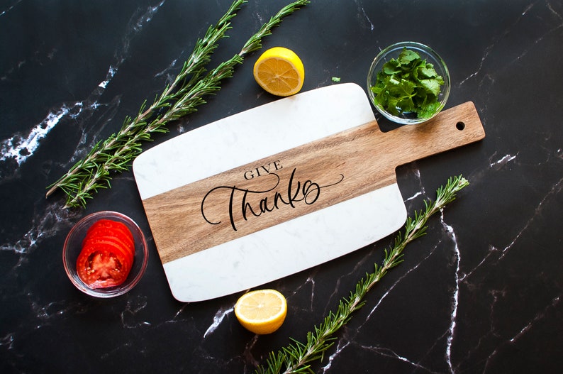 Give Thanks Cutting Marble Board, Give Thanks Cheese Board,Thanksgiving Cheese Board, Thanksgiving Charcuterie Board,Give Thanks Charcuterie afbeelding 6