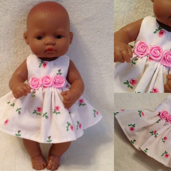 Miniland 32cm Doll Clothes roses print dress.