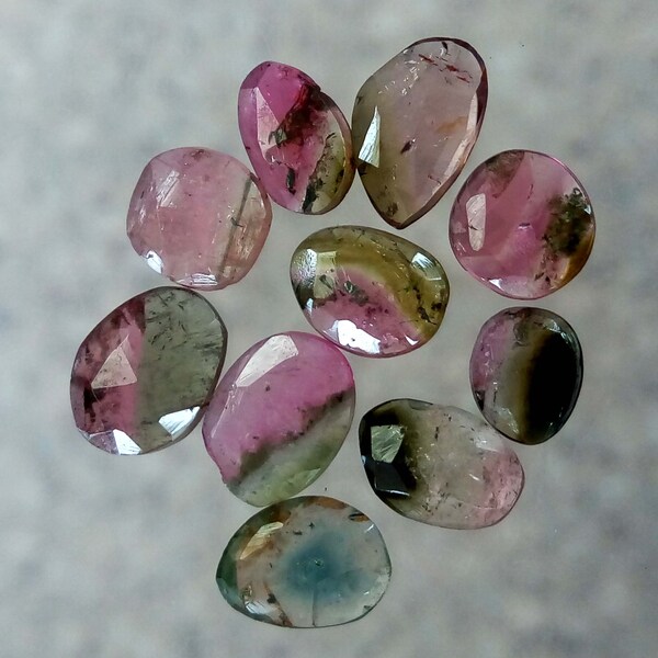 10 stuks multi toermalijn cabochon Nugget edelsteen, natuurlijke MULTI toermalijn Faceted cabochon, mooie Multi Color toermalijn