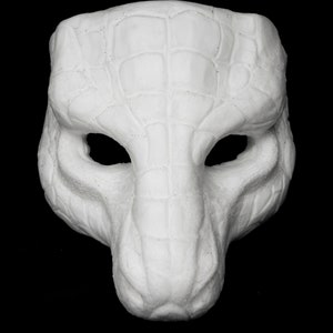 Draken-/reptielenmasker, ongeverfd, zacht schuim voor LARP-gevechten, theater, festivals, optredens, maskerade en andere kostuums
