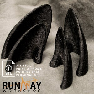 Print at home stl file, Pointed canine ear blanks, for LARP, festivals, costumes, mascots and fursuits (1 pair)
