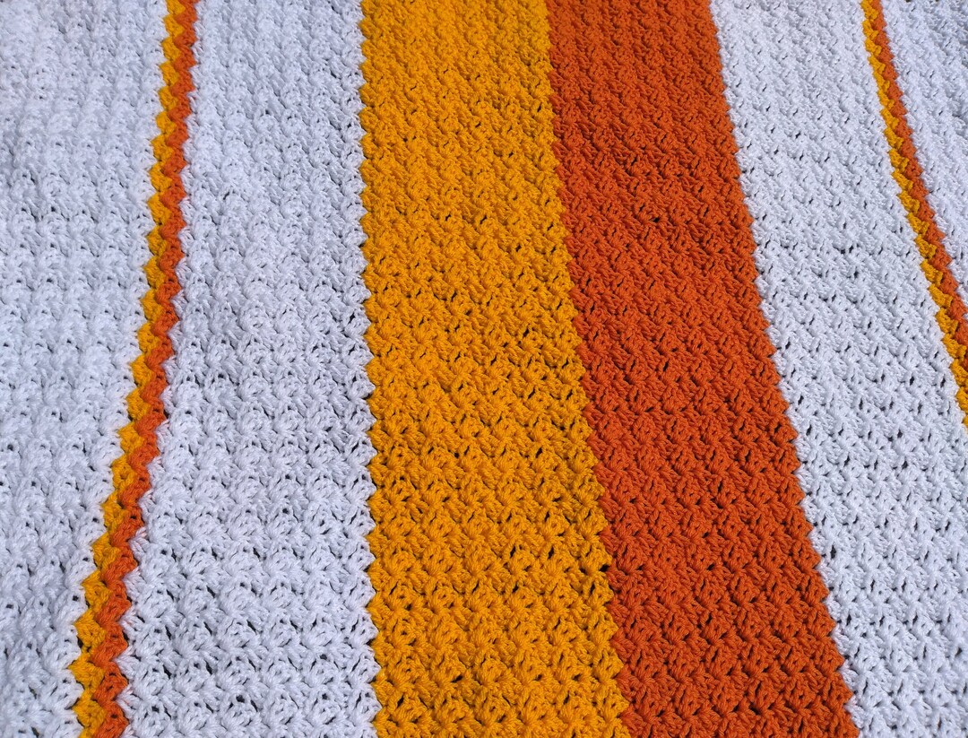 Orange Baby Blanket, Yellow Baby Blanket, White Baby Blanket, Gift for
