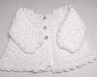 Cárdigan de bebé a crochet: Chaqueta de matiné acrílica hecha a mano, hecha a pedido