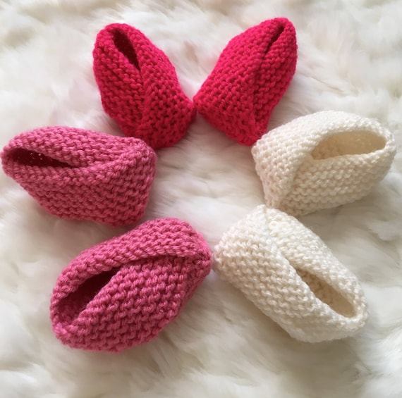 Knitted Baby Booties: Soft Acrylic New Born Gift, Made To Order