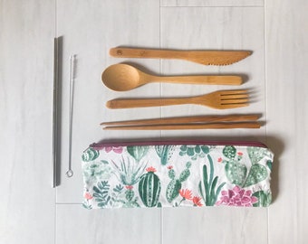 Zero Waste Utensil Set Succulent Purple Zip