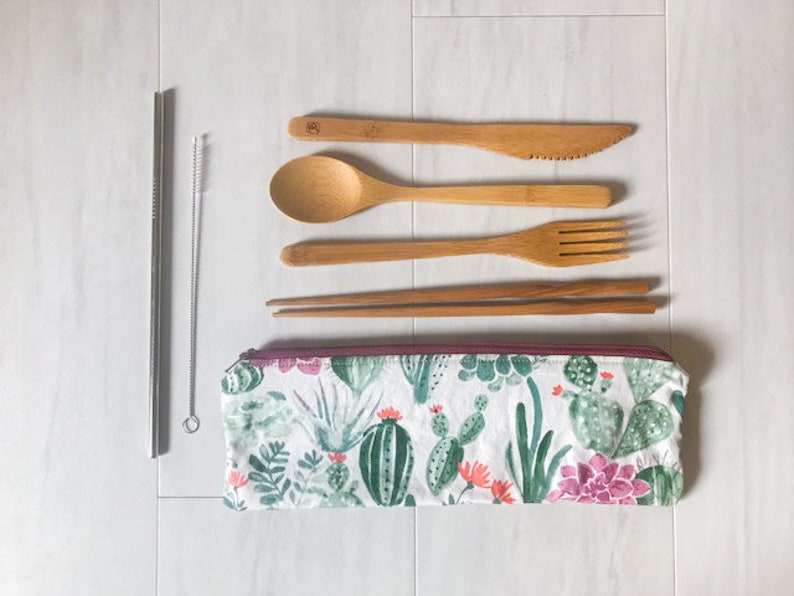 Zero Waste Utensil Set Succulent Purple Zip