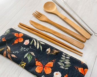 Reusable Cutlery Zero Waste Kit - Monarch Butterfly