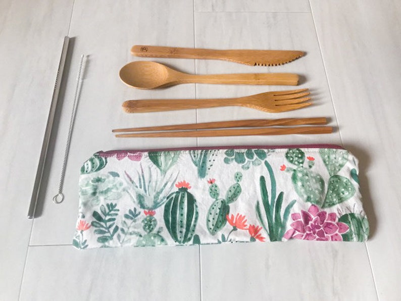 Zero Waste Utensil Set Succulent Purple Zip
