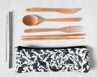 Zero Waste Wooden Utensil Set - Reusable Utensils - Orca Whale