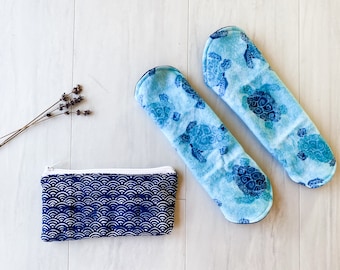 Zero Waste Kit for Women - Period Party Gift - Sea Turtles Cloth Pads - Mama Cloth