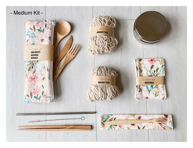 Zero Waste Kit Customizable Spruce and Pine Vegan Gift Set Zero Waste Birthday Gift Pastel Floral