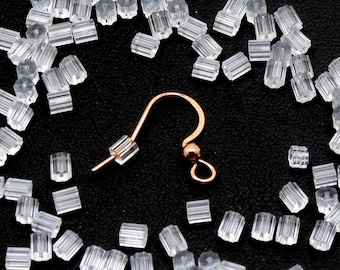 Clear plastic tube earring backs stoppers 3x3mm