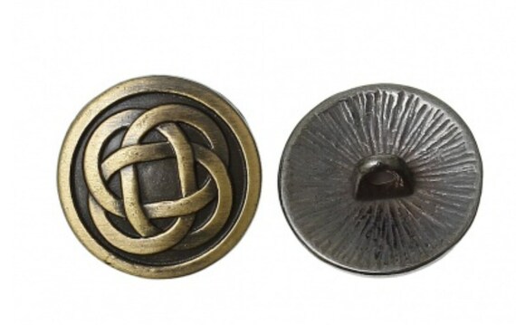 6 Pcs. Bronze Round Celtic Knot Button Antique Bronze Metal Shank