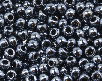 6/0 Metallic Hematite - Gunmetal - Matsuno Japanese Seed Beads - 10 Grams, 25 Grams, 50 Grams