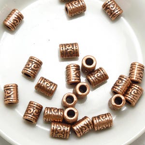 25 or 50pcs ANTIQUE COPPER CYLINDER Spacer Bead - 9mm x 7mm - Hole 3.5mm - Zinc Alloy Lead And Cadmium Free - Large Hole Bead (25 or 50pcs) Bild 3