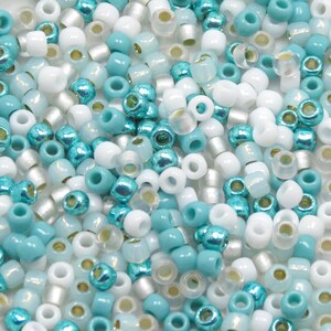 6/0 Custom Seed Bead Mix 609 - Turquoise And White Seed Bead Mix - Kumihimo Beads - (10grams-25 grams-50 grams) bild 2