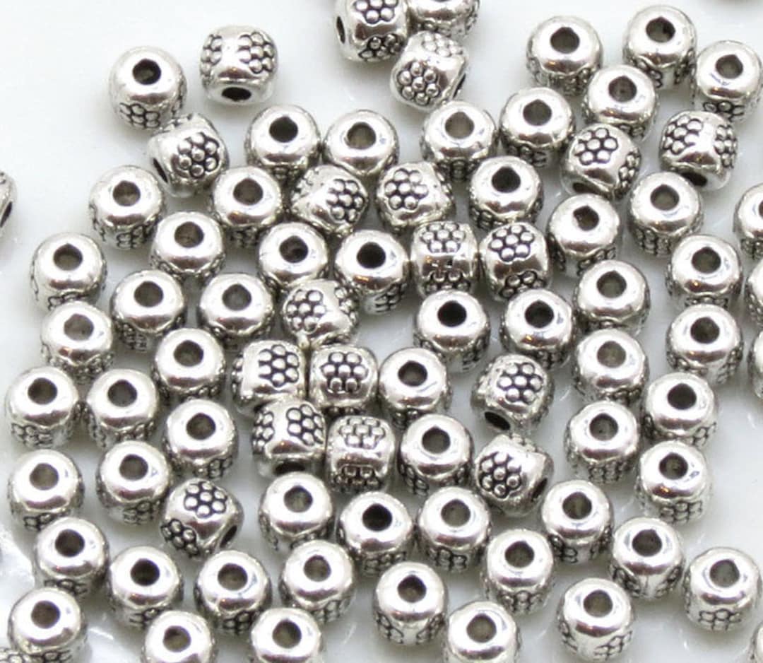 4mm Spacer Bead 100 Pcs Antique Silver Cube Tibetan Style Bead