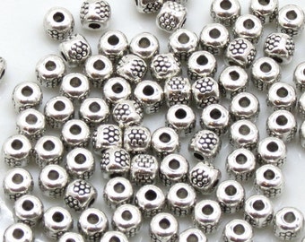 4mm Spacer Bead - 100 pcs Antique Silver Cube Tibetan Style Bead 4mm x4mm x 4mm  - Zinc Alloy Spacer Bead - 100 Pieces