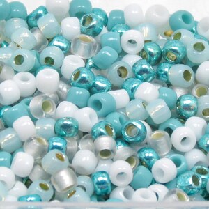 6/0 Custom Seed Bead Mix 609 - Turquoise And White Seed Bead Mix - Kumihimo Beads - (10grams-25 grams-50 grams) bild 4