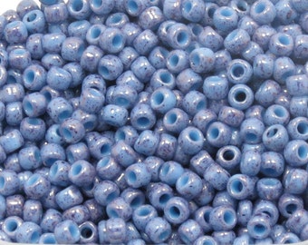 6/0 Toho Seed Beads - Marbled Opaque Light Blue/Amethyst - Toho 1204 - 10 grams-25 grams-50 grams