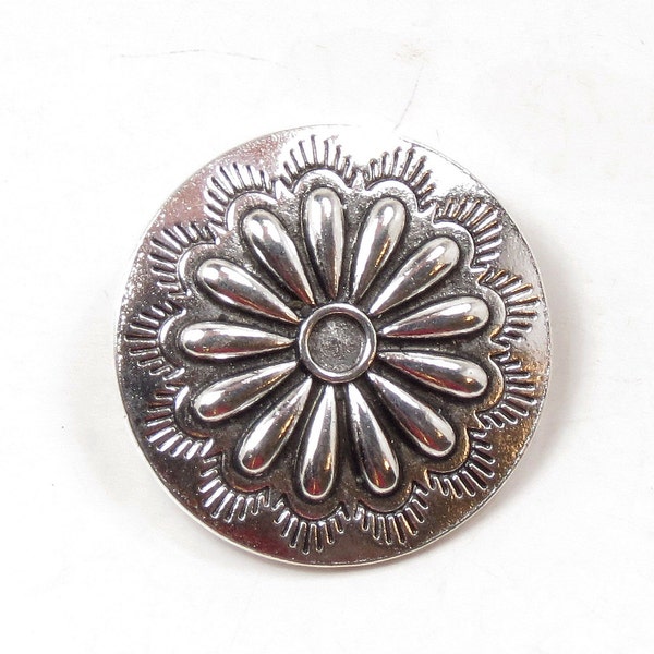 Silver Southwestern Concho Buttons - Antique Silver Metal Shank Buttons - 30mm (1 1/8") Sewing Buttons -  5 pcs (BU8422)