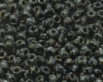 6/0 Miyuki Seed Bead - Opaque Black Picasso - 4511 - (10grams-25 grams-50 grams)