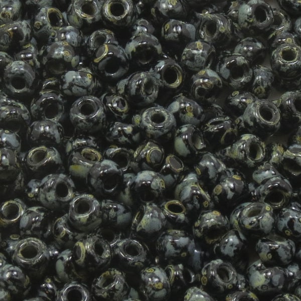 6/0 Miyuki Seed Bead - Opaque Black Picasso - 4511 - (10grams-25 grams-50 grams)