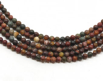 4mm Picasso Jasper Beads, Natural Picasso Gemstone Beads, Semi-precious Round Stones, 15.5" Strand, Approximately 92pcs