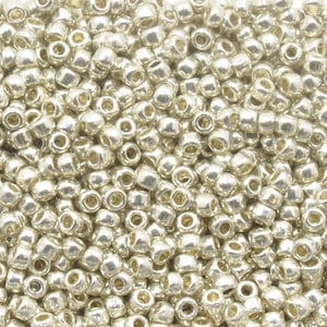 8/0 TOHO SEED BEADS - Permanent Finish Galvanized Bright Silver - #Pf572 - 10 Grams, 25 Grams, 50 Grams