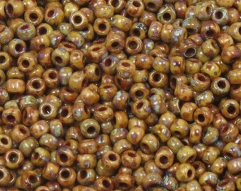 8/0 MIYUKI SEED BEADS - Miyuki Opaue Brown Picasso - #4517 - (10 Grams-25 Grams-50 Grams)