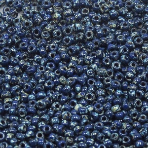 11/0 Miyuki Seed Beads - Opaque Cobalt Picasso - #4518 - (10 grams - 25 grams - 50 grams)