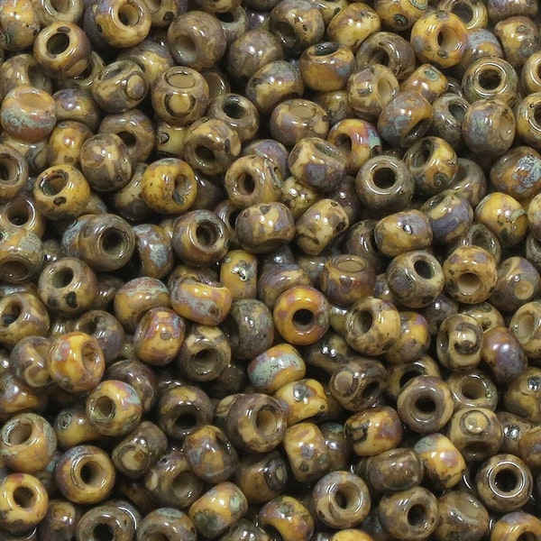 6/0 MIYUKI SEED BEADS - Opaque Brown Picasso - 4517 - (10grams-25 grams-50 grams)