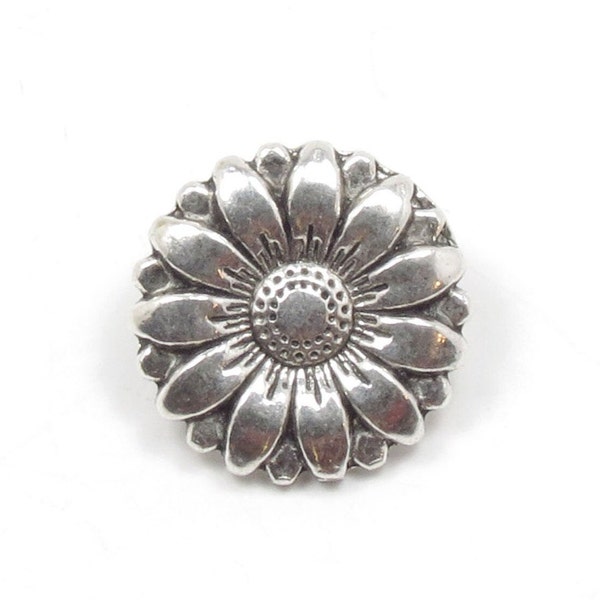 6 pcs. Silver Sunflower Button - Antique Silver Metal Shank Buttons - 18mm (3/4") Sunflower Sewing Buttons - 6 pcs. Bu0385