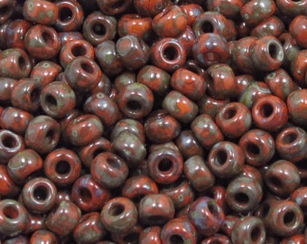 6/0 MIYUKI SEED BEADS - Opaque Orange Picasso - 4520 - (10grams-25 grams-50 grams)