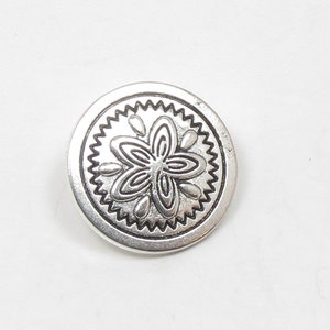 6 pcs. Silver Round Southwestern Button - Antique Silver Metal Shank Buttons - 20mm (3/4&quot;) Tribal Sewing Buttons - (6, 12, or 24 pcs) Bu052