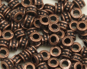 50 pcs ANTIQUE COPPER CYLINDER Spacer Bead-6mm x 4mm-Zinc Alloy-Hole 3mm-50 Pieces