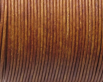 1.5mm Sugary Brown Round Leather Cord - 1.5mm Round Indian Leather Cord - Round Leather Cord For Jewelry Making
