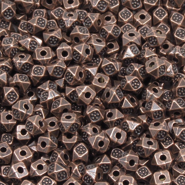 100 pcs Antique Copper Faceted Polygon Spacer Bead - 4mm x4mm x 3mm - Zinc Alloy-Spacer Bead - Polygon - 100 Pieces