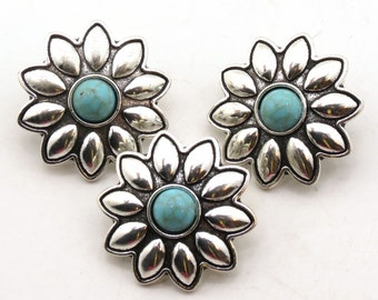 Turquoise Metal Concho Button Sew on Western Button P 
