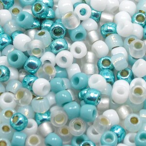 6/0 Custom Seed Bead Mix 609 - Turquoise And White Seed Bead Mix - Kumihimo Beads - (10grams-25 grams-50 grams) bild 3